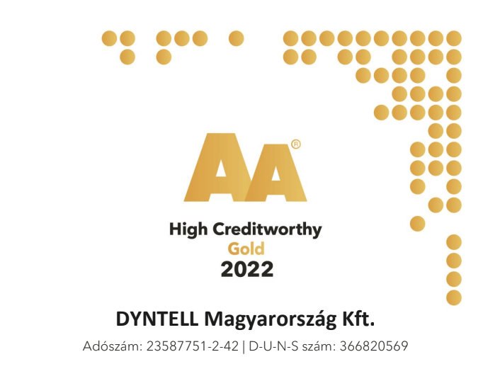 Az elismert üzleti adatbázisszolgáltató értékelése szerint a Dyntell Magyarország Kft.-vel 